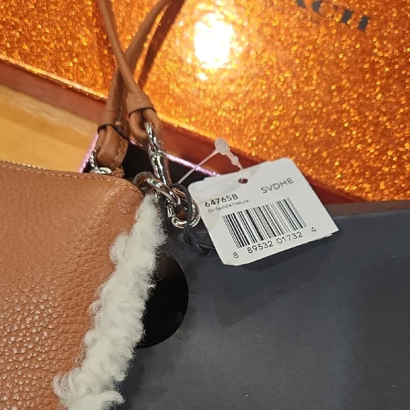 Coach Tan Wristlet with White Shearling Accent - Picture 2 of 5